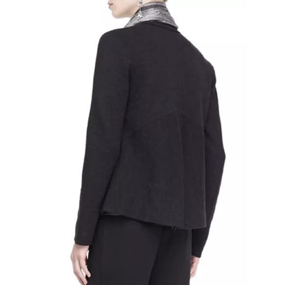 Eileen Fisher Mosaic Print Wool Blend Open Front Cardigan Black Size S - Picture 3 of 6